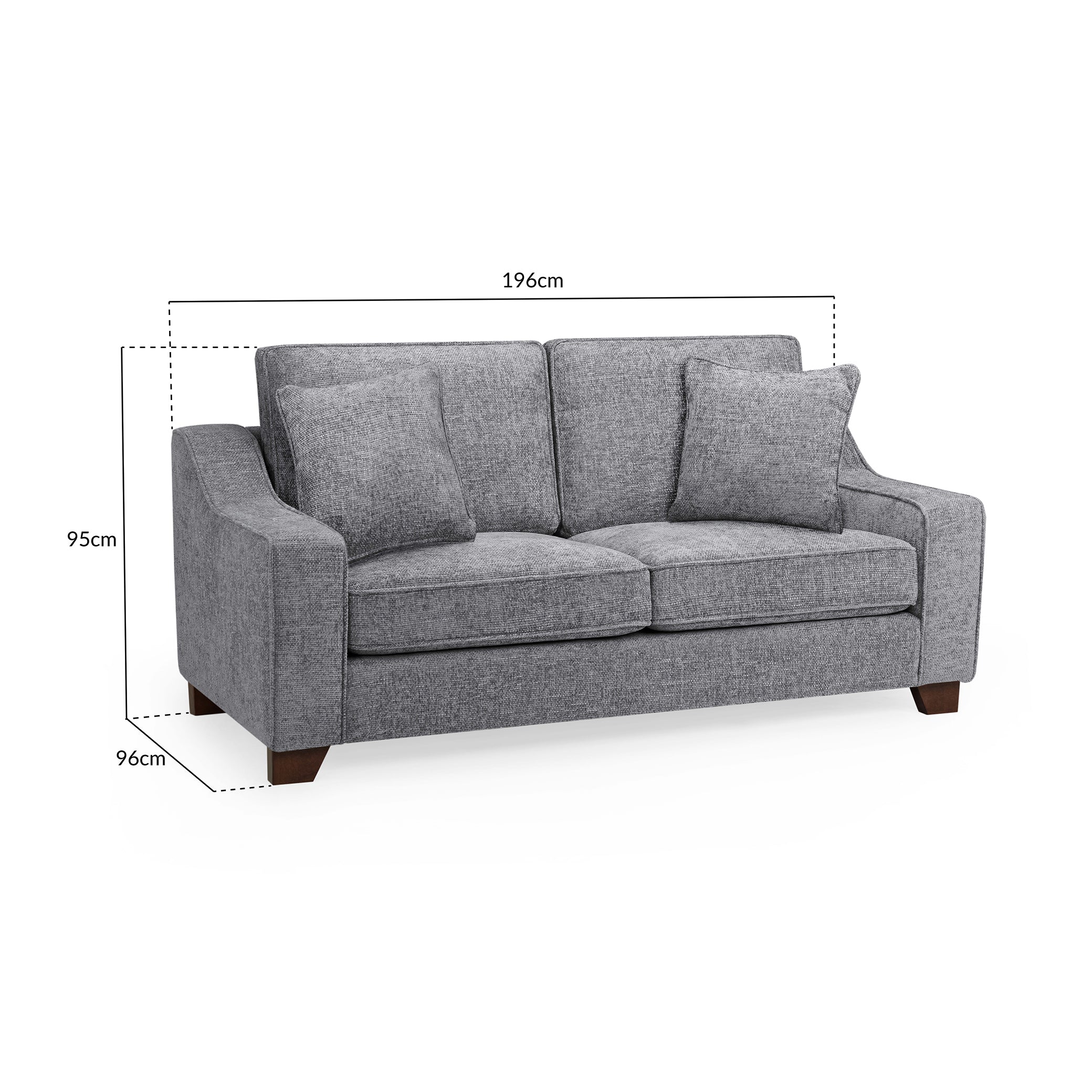 Orion Sofa Slate 3 Seater - Measurement view (7025576181824)