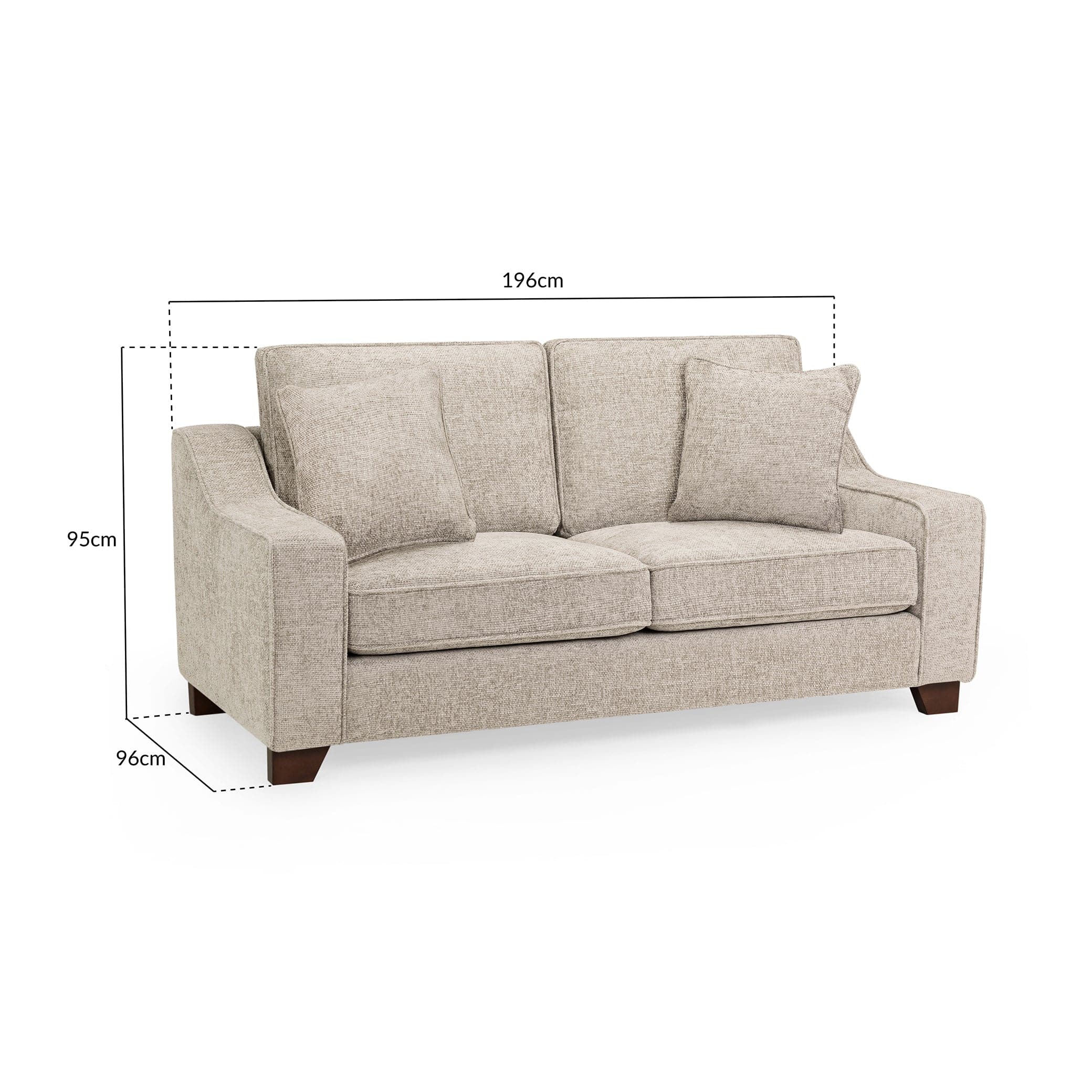 Orion Sofa Stone 3 Seater - Measurement View (7025557897280)