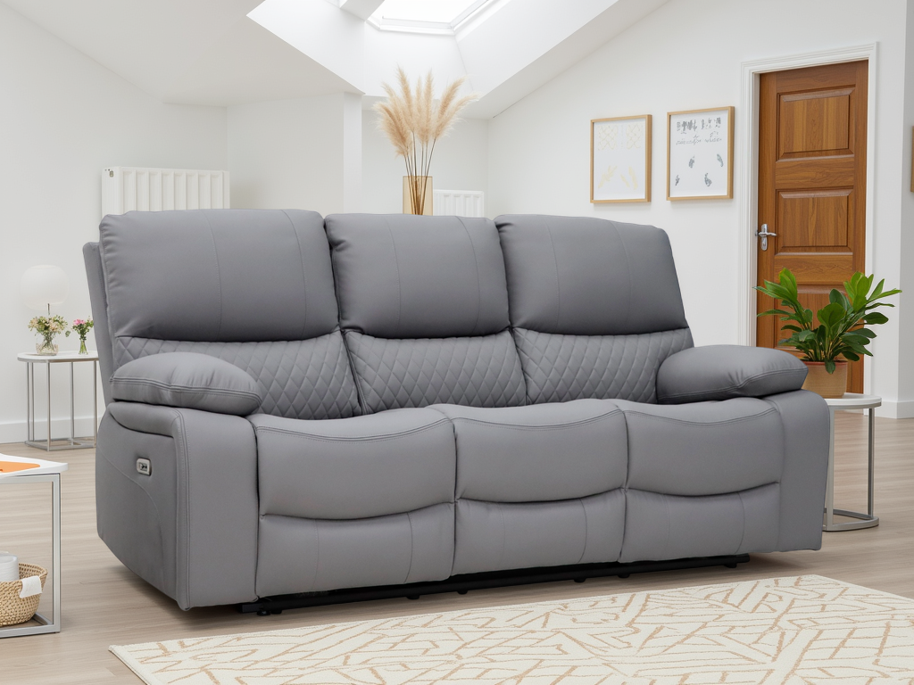 Alexa Electric Reclining 3+2 Seater Sofa Set in Grey