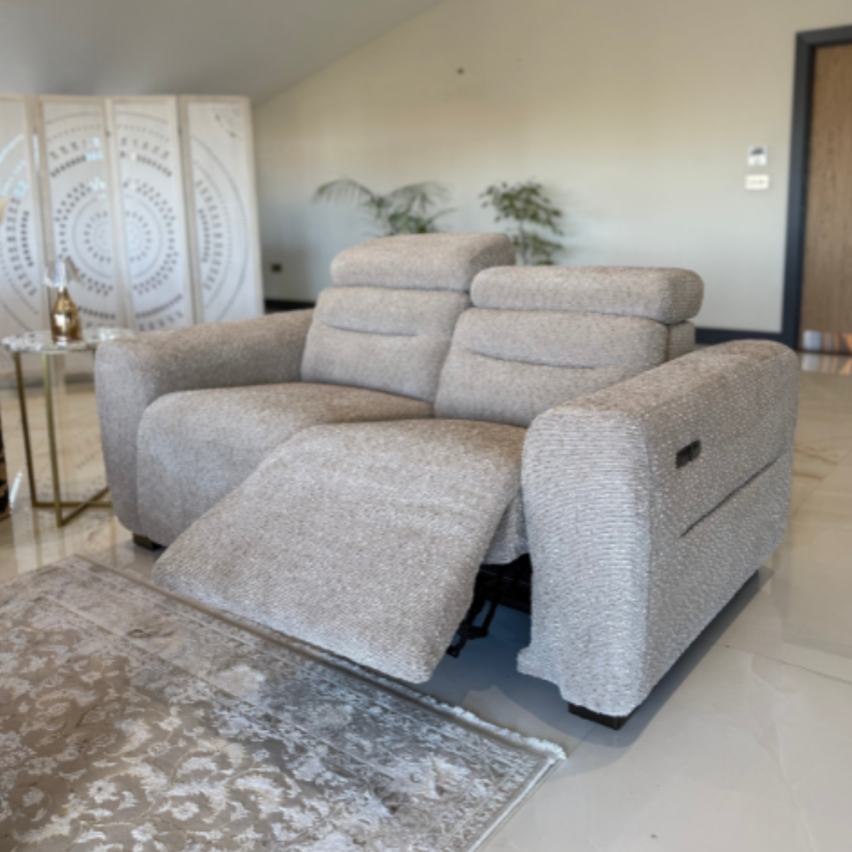 Osaka Electric Recliner Beige 2 Seater - AMC Furniture