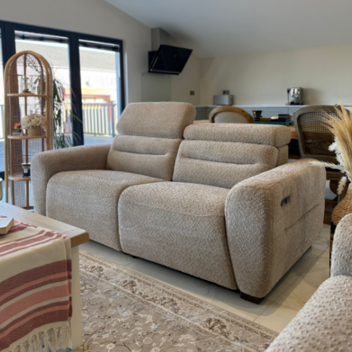 Osaka Electric Recliner Beige 3 Seater - AMC Furniture