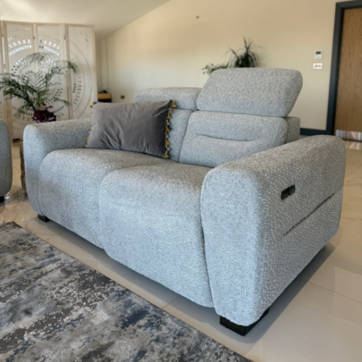 Osaka Electric Recliner Grey 2 Seater - AMC Furniture