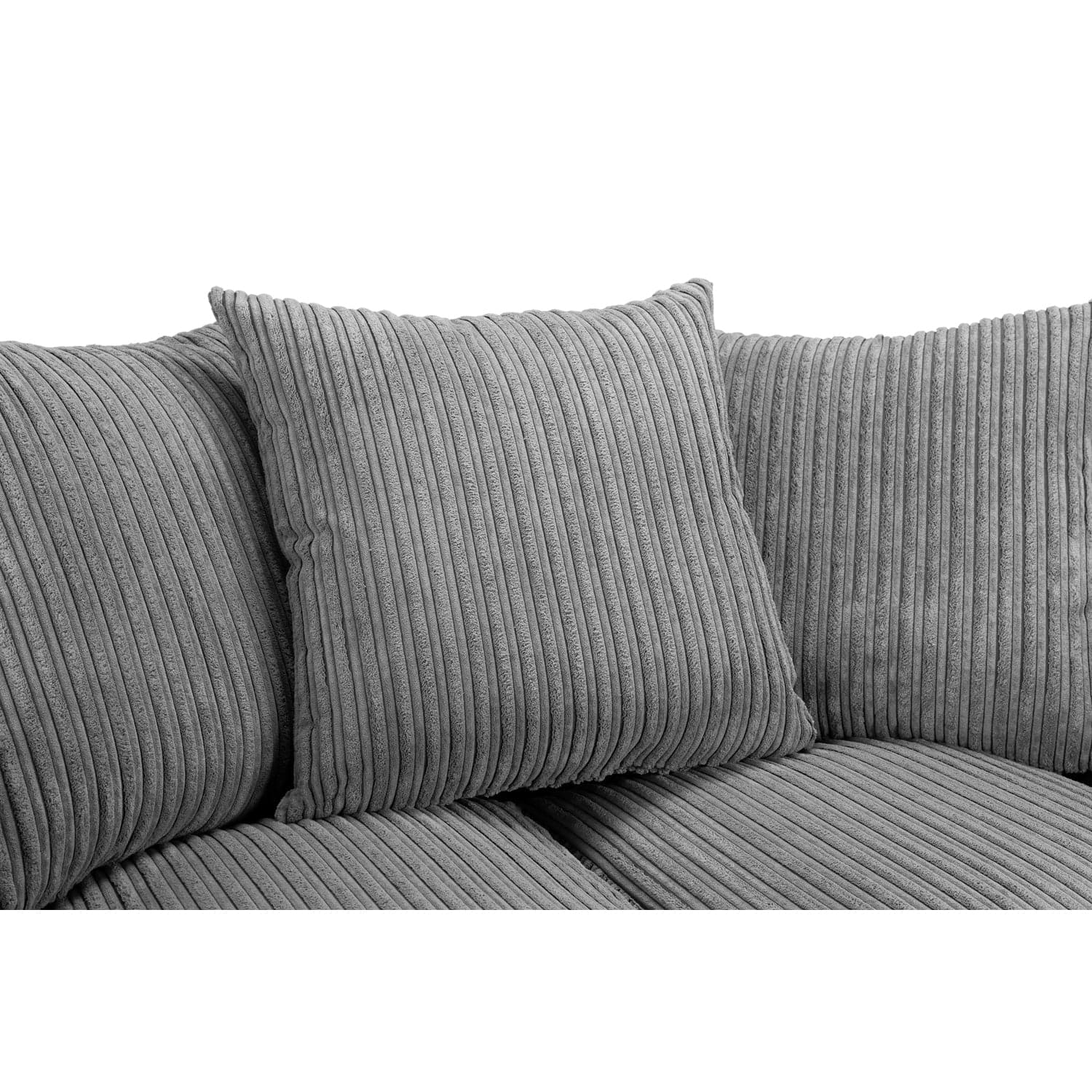 Oxford Left Hand Facing Corner Sofa in Grey Jumbo Cord - Cushion View (7023658106944)
