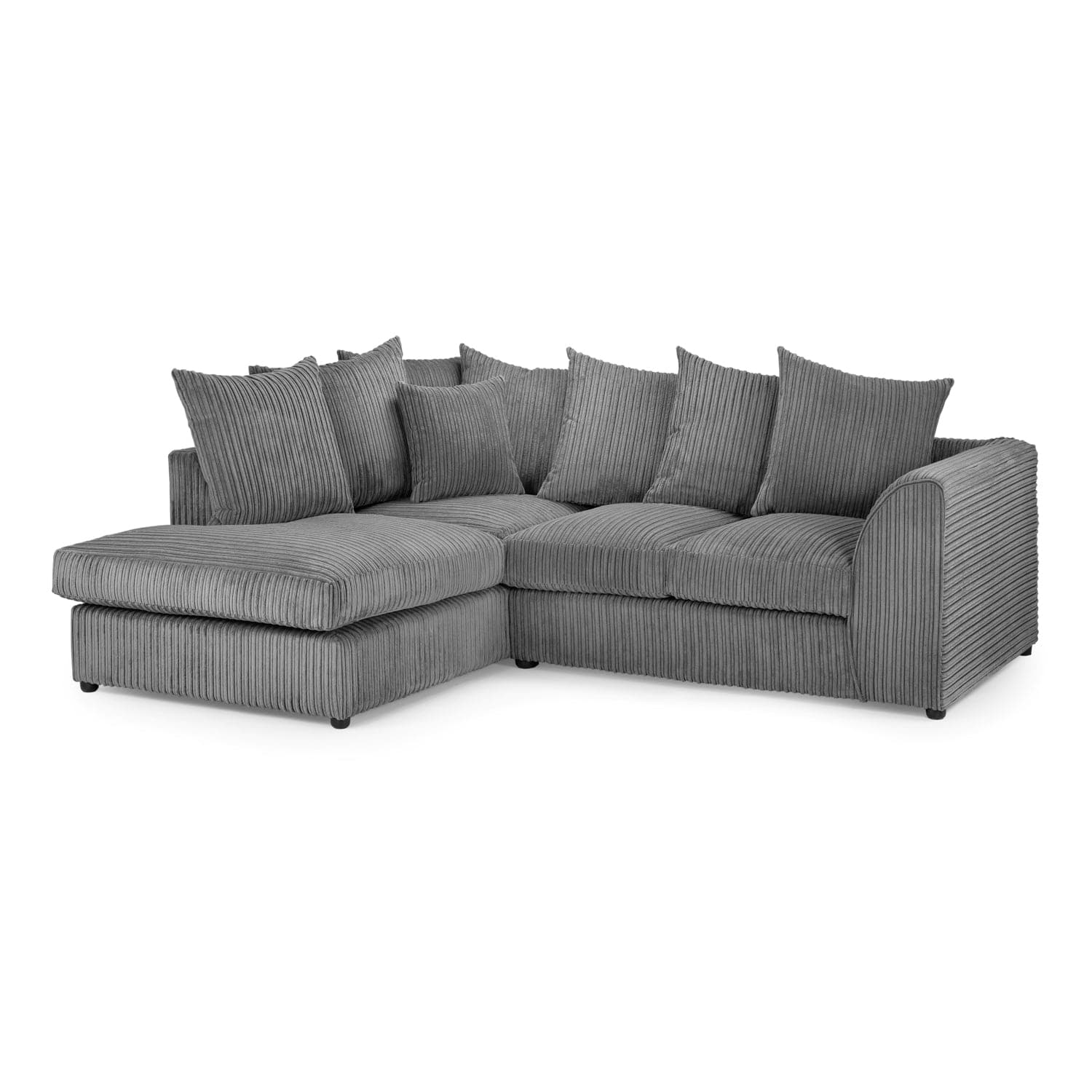 Oxford Left Hand Facing Corner Sofa in Grey Jumbo Cord - Front View (7023658106944)