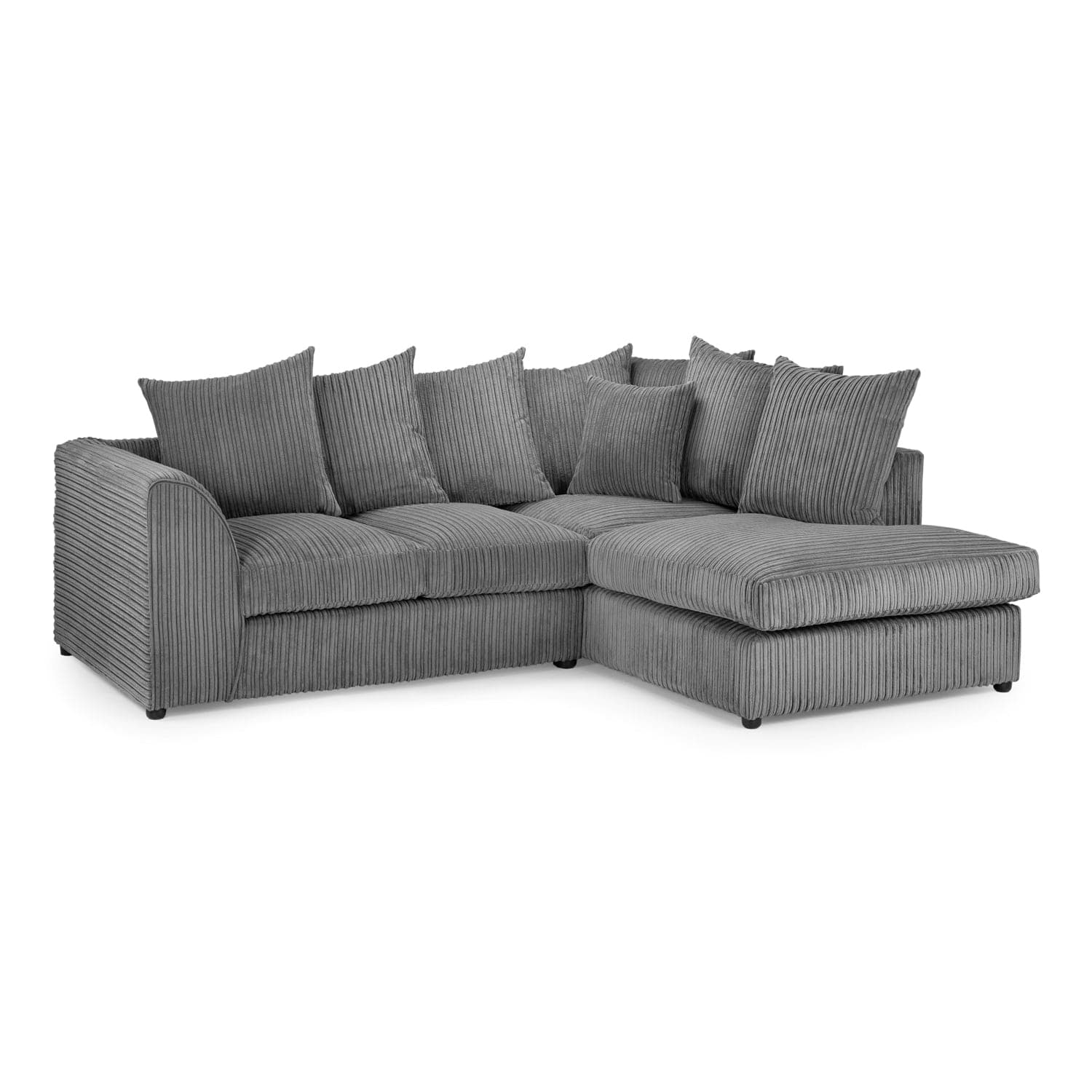 Oxford Right Hand Facing Corner Sofa in Grey Jumbo Cord - Front View (7023658434624)
