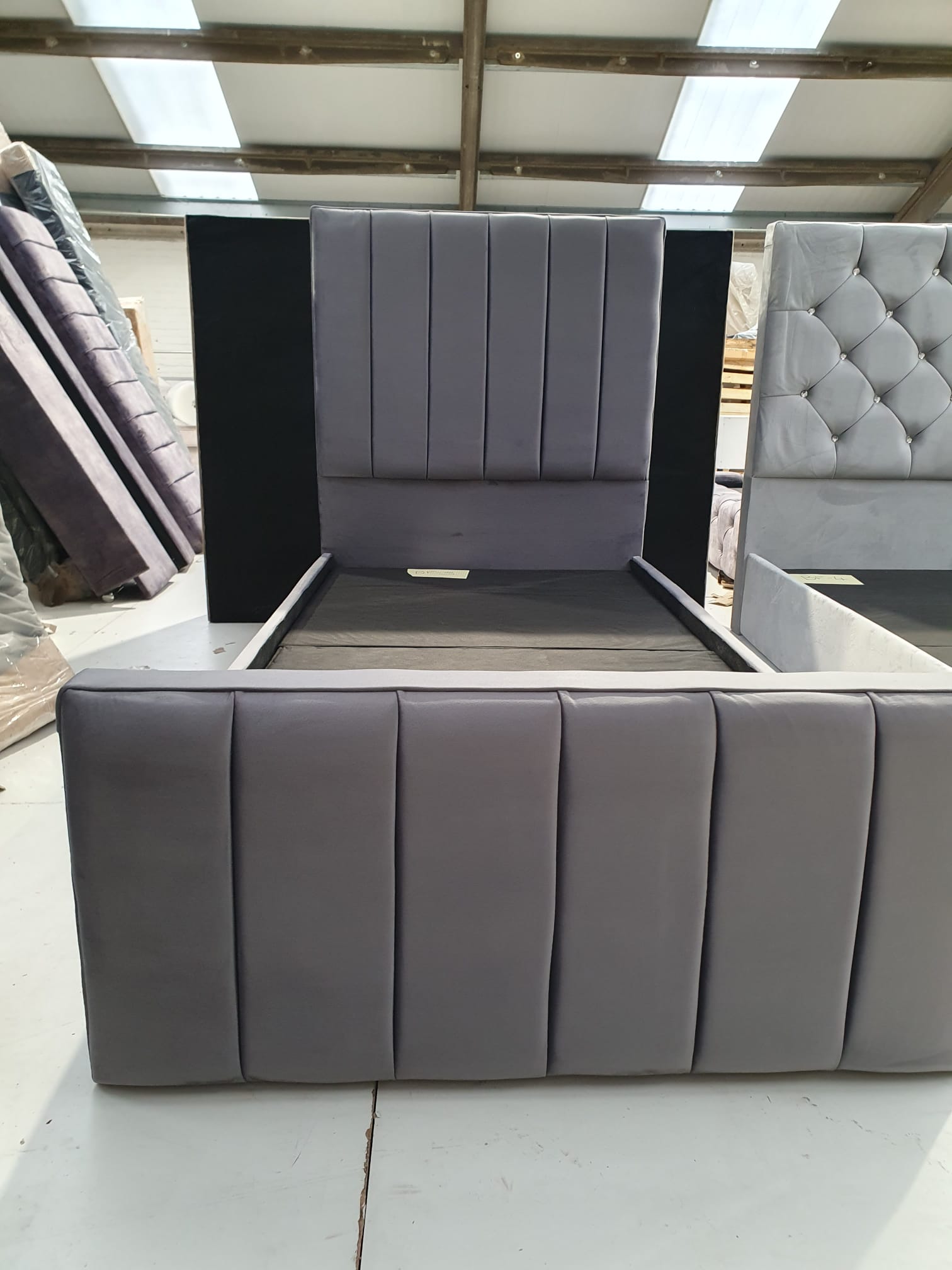 Single Diana Bedframe in Plush Charcoal
