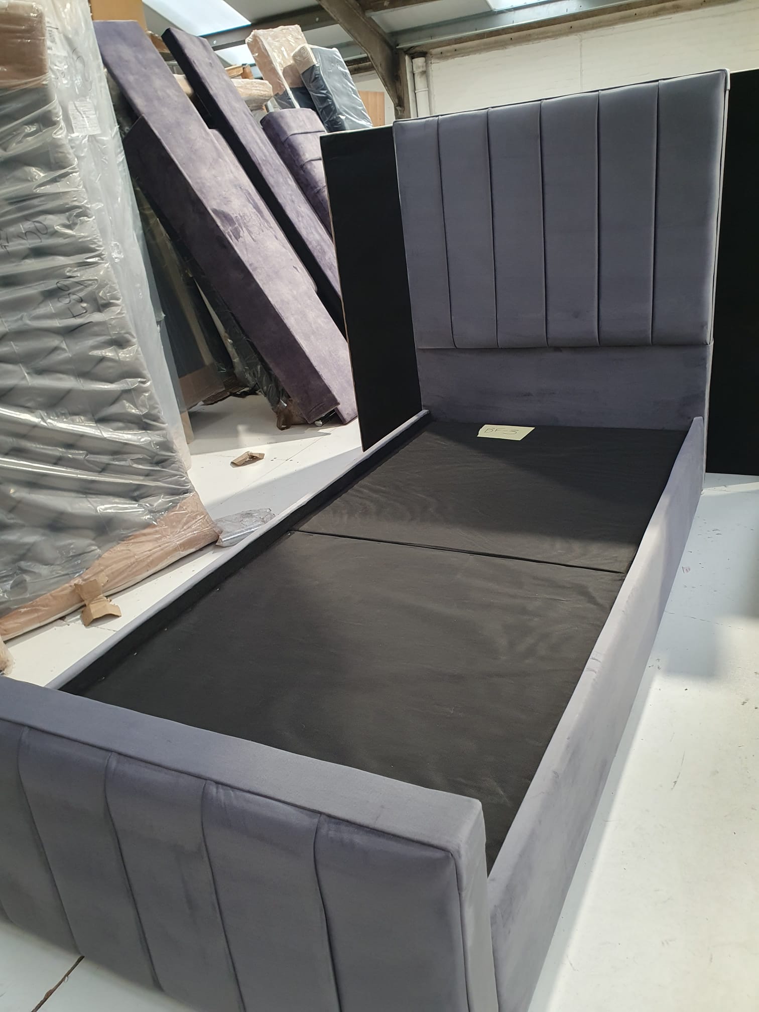 Single Diana Bedframe in Plush Charcoal