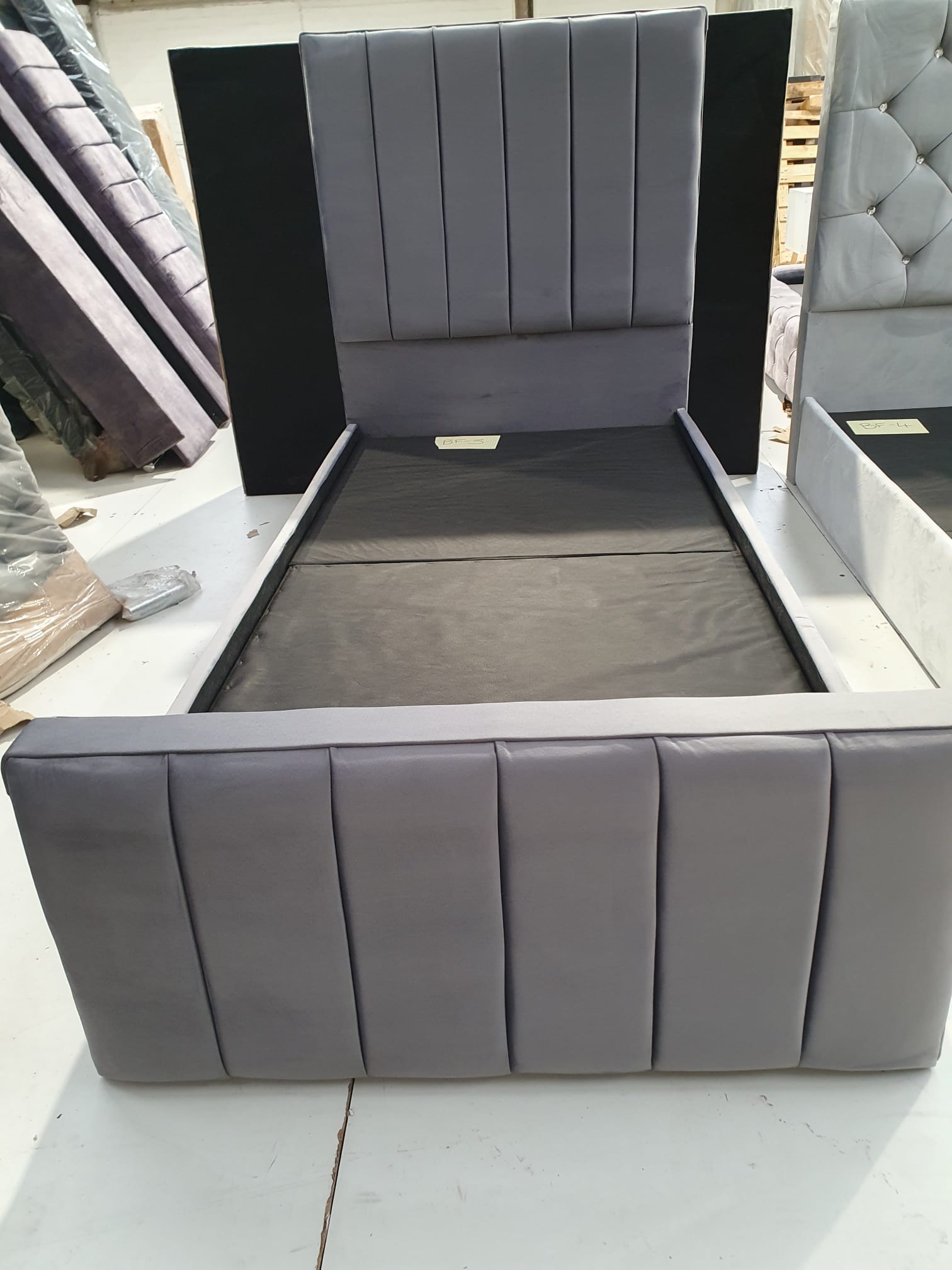 Single Diana Bedframe in Plush Charcoal