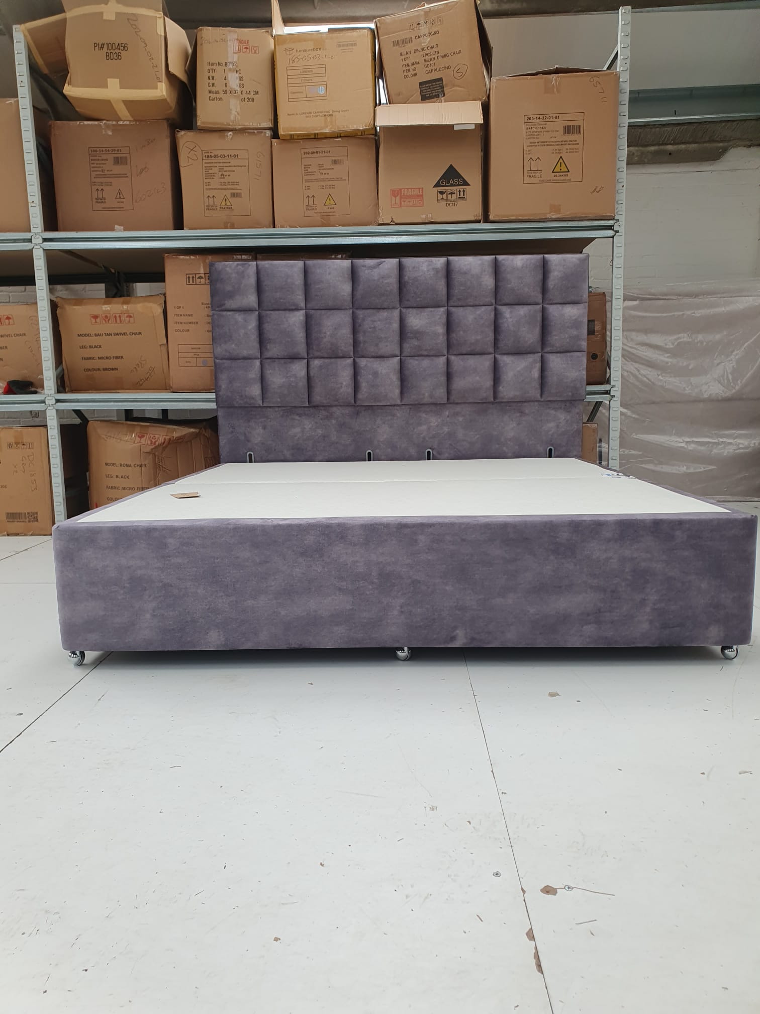 Superking Cube 54" headboard and 2 drawer base in joy armour