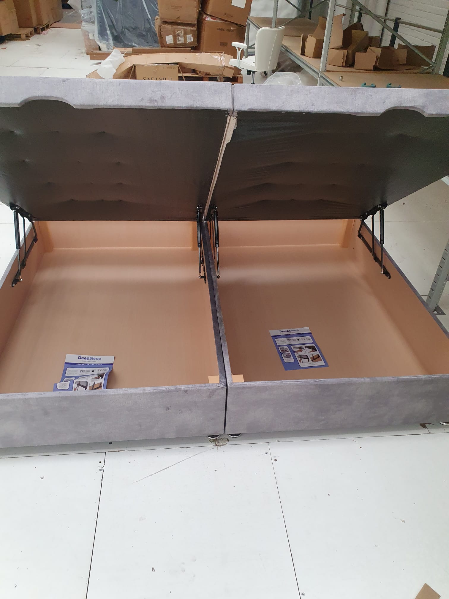 King Side Lift Ottoman Divan Base in Cure Silver Clearance - AMC Furniture
