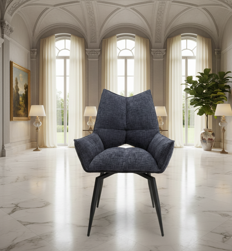 Pair of Denver Textured Effect Dark Grey Swivel Chairs