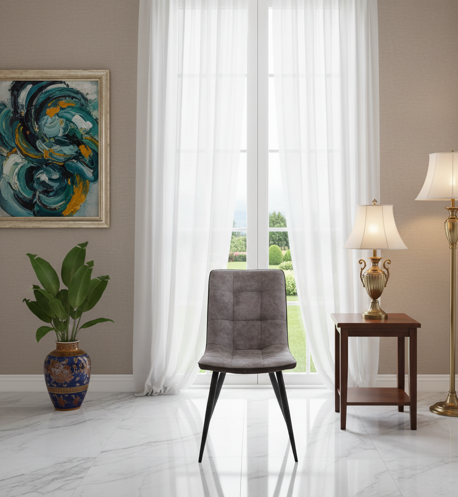 Pair of Holden Suede Effect Light Grey Dining Chairs