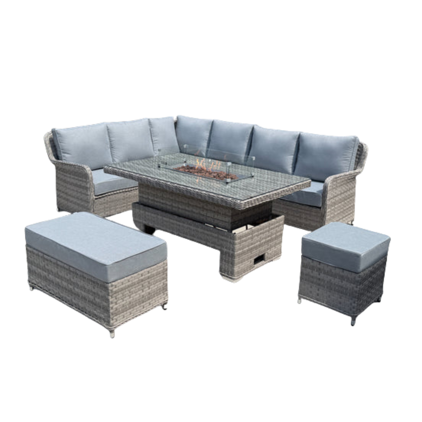 Palermo Large Left-Hand Corner Sofa Set with Rising Fire Pit Table - AMC Furniture