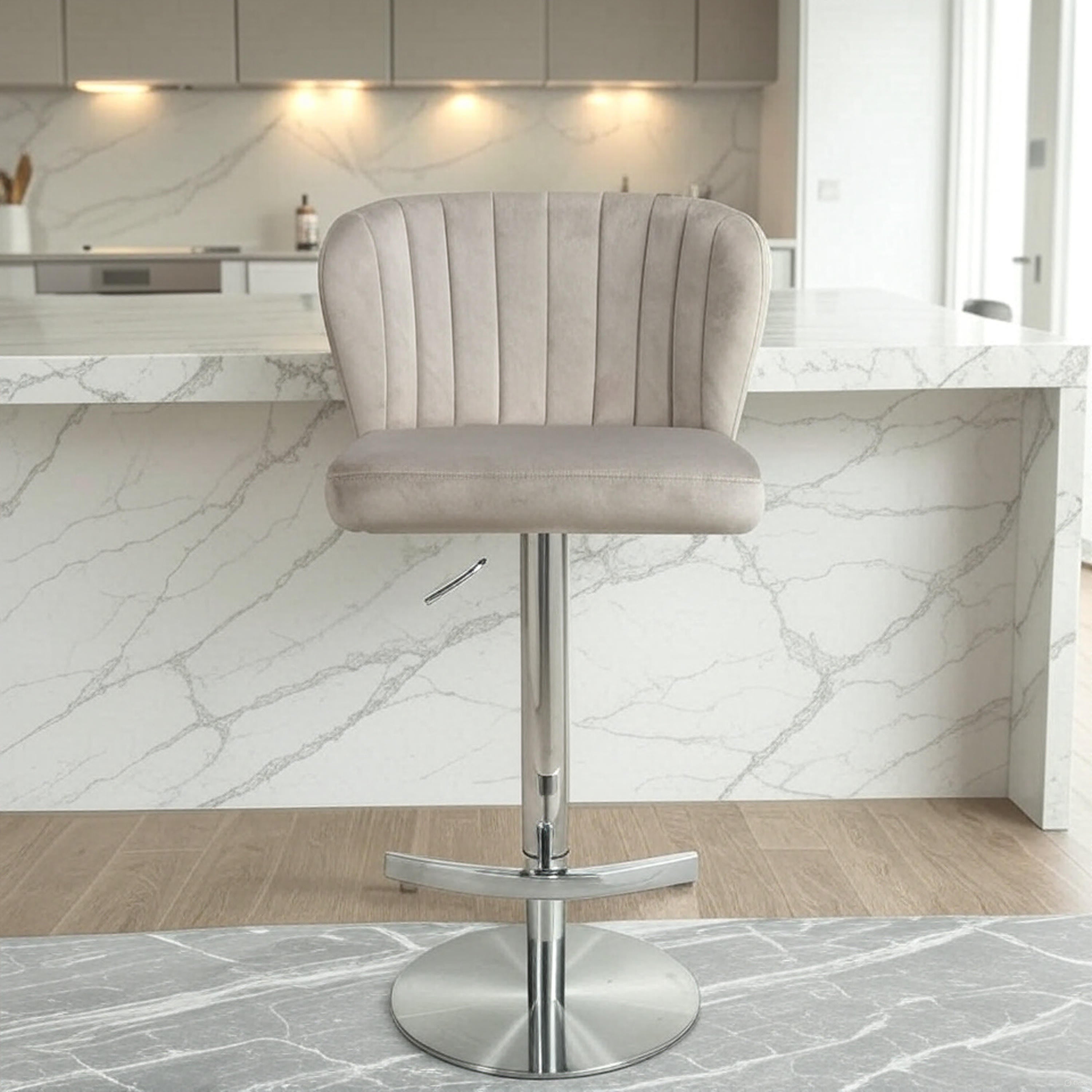 Penny Brushed Velvet Mink Bar Stool