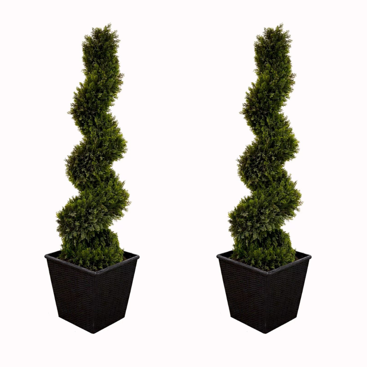 Pair of Artificial Spiral Topiary Trees – UV Resistant, Outdoor & Indoor - AMC Furniture