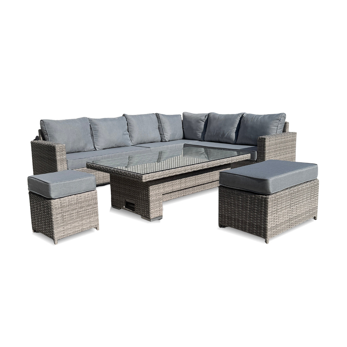 Santorini Corner Large Dining Set with Rising Table (Right Hand) - AMC Furniture