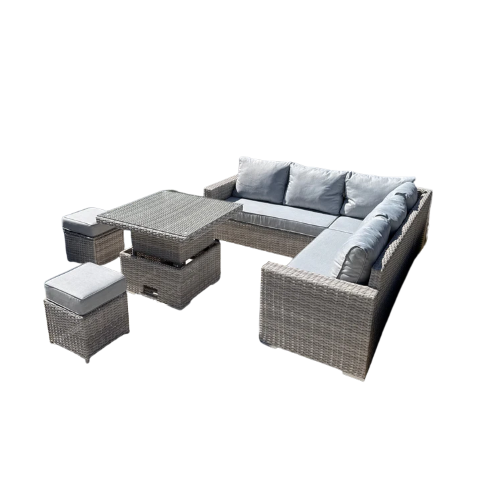 Santorini Square Dining Set with Rising Table - AMC Furniture