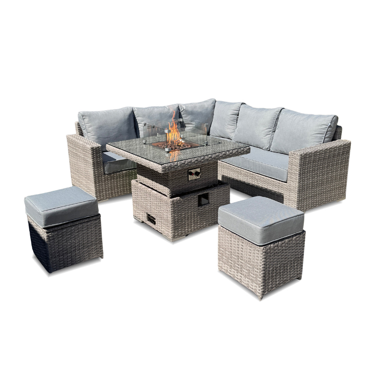 Santorini Square Rising Set with Firepit - AMC Furniture