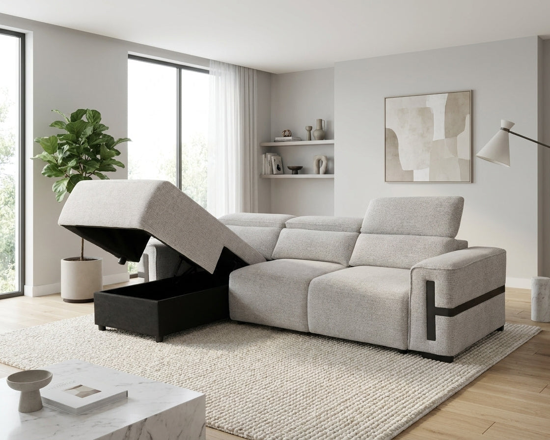 Flynn Left Hand Corner Sofabed in Grey Beehive