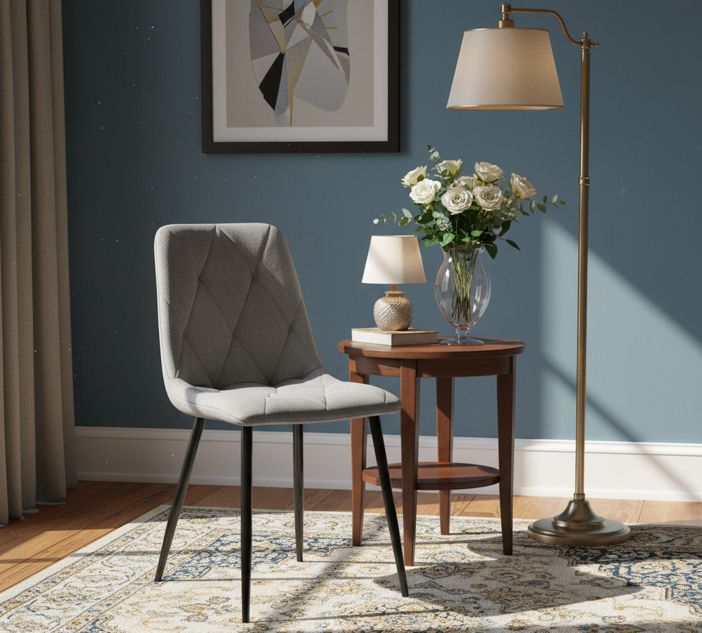 Set of 4 Luca Brushed Velvet Grey Dining Chairs