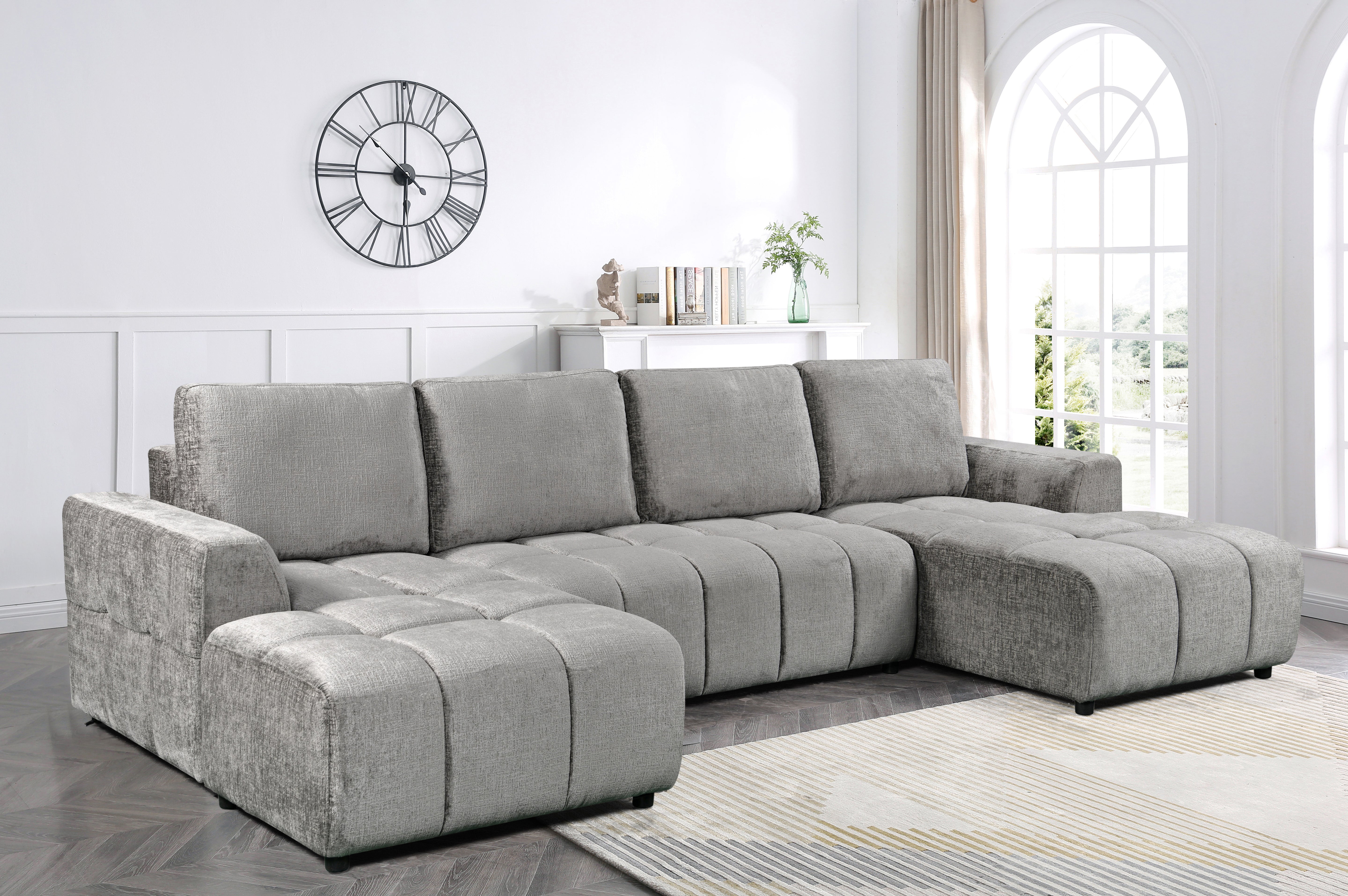 Arden Luxury U Shape Sofa bed in Grey - AMC Furniture