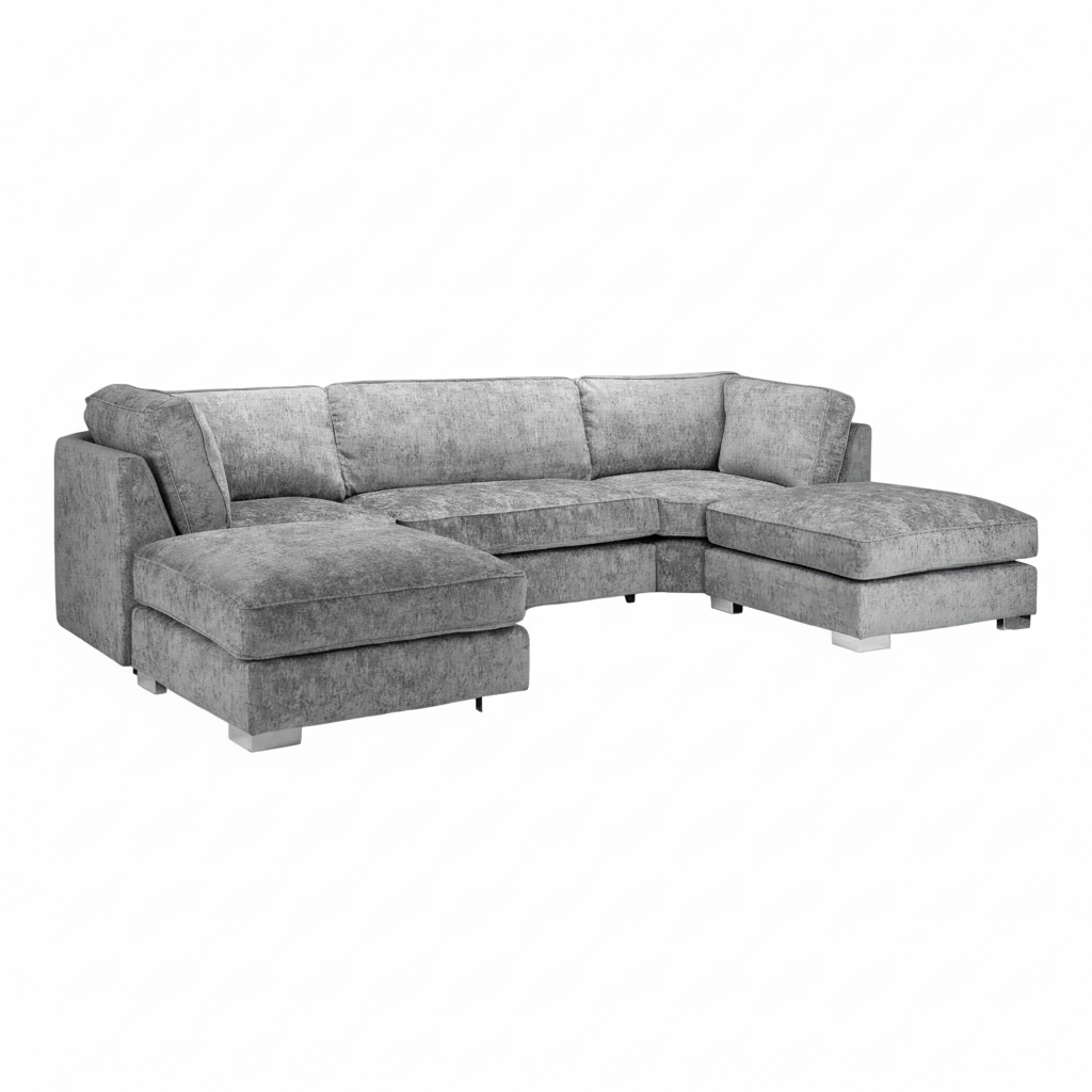 Shoreditch Fullback U Shape Corner Sofa in Platinum