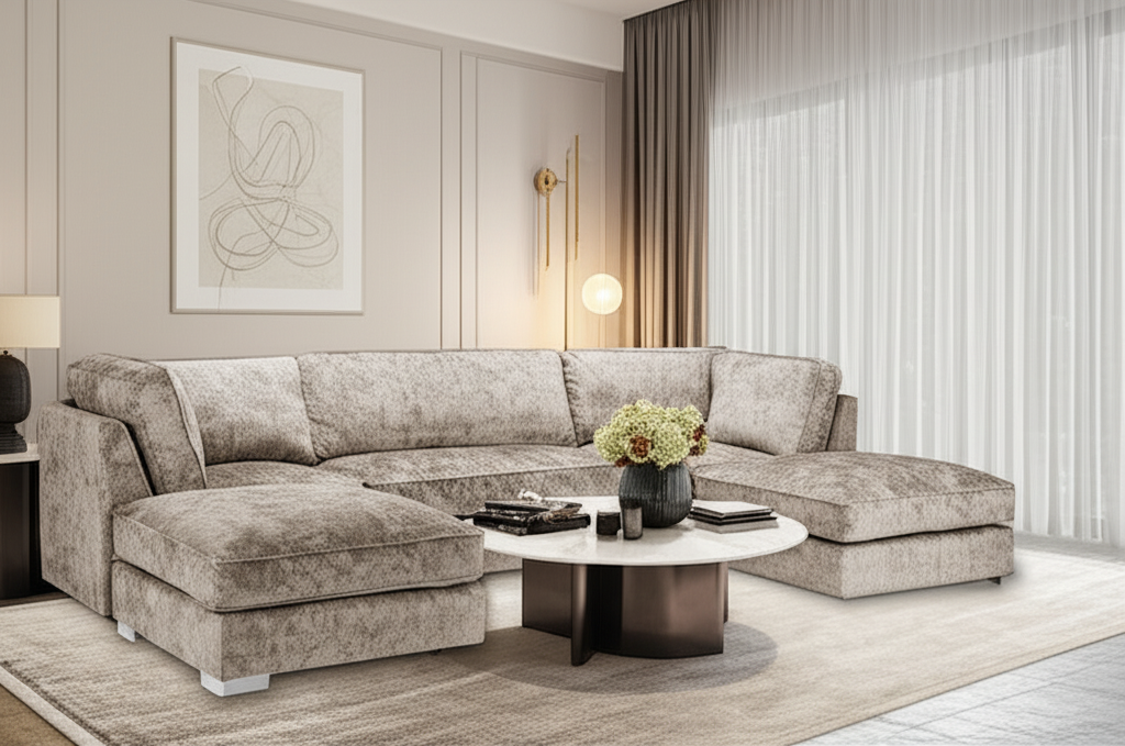 Shoreditch Fullback U Shape Corner Sofa in Truffle (7022875115584)