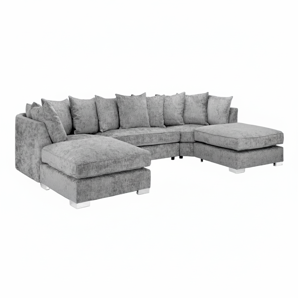 Shoreditch Scatterback U-Shape Corner Sofa – Platinum