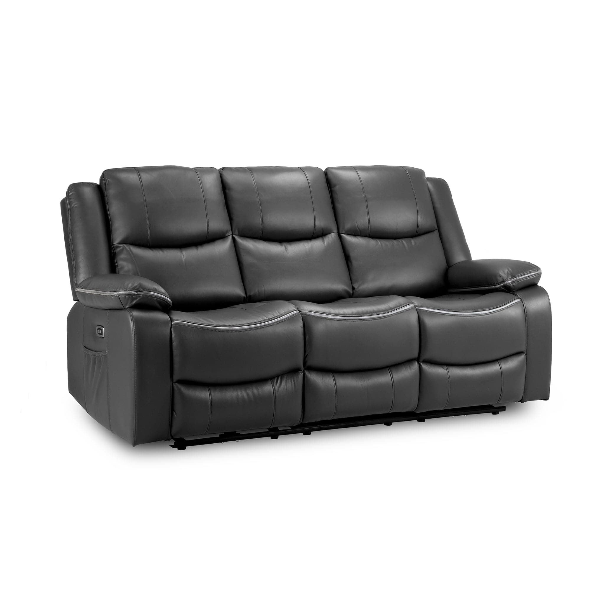 Side view of Dexter Electric Recliner Sofa Black 3 Seater Electric Recliner Sofa in Blac (7023520153664)