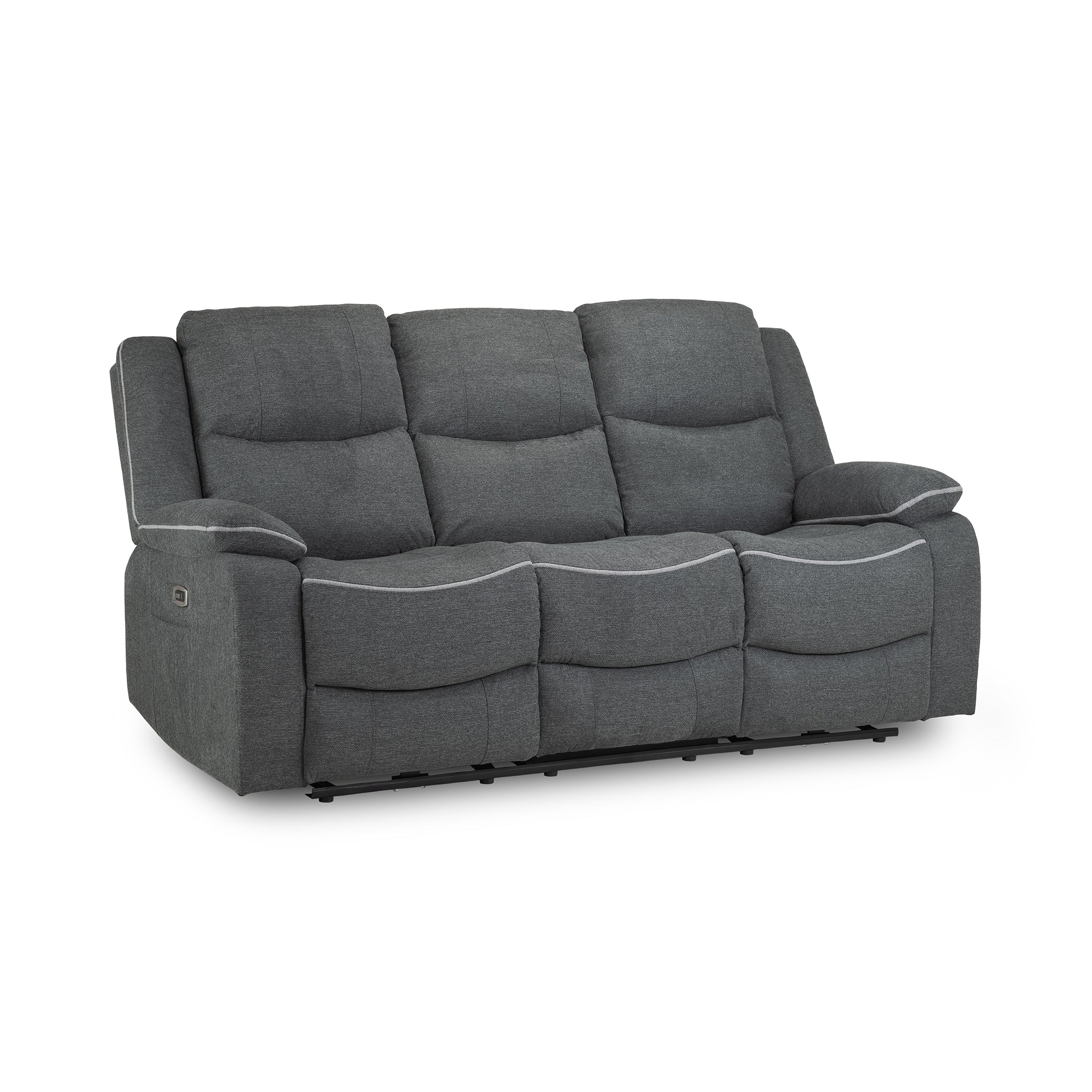Side view of Dexter Electric Recliner Sofa Fabric Grey 3 Seater Electric Recliner Sofa in Grey (7023531688000)