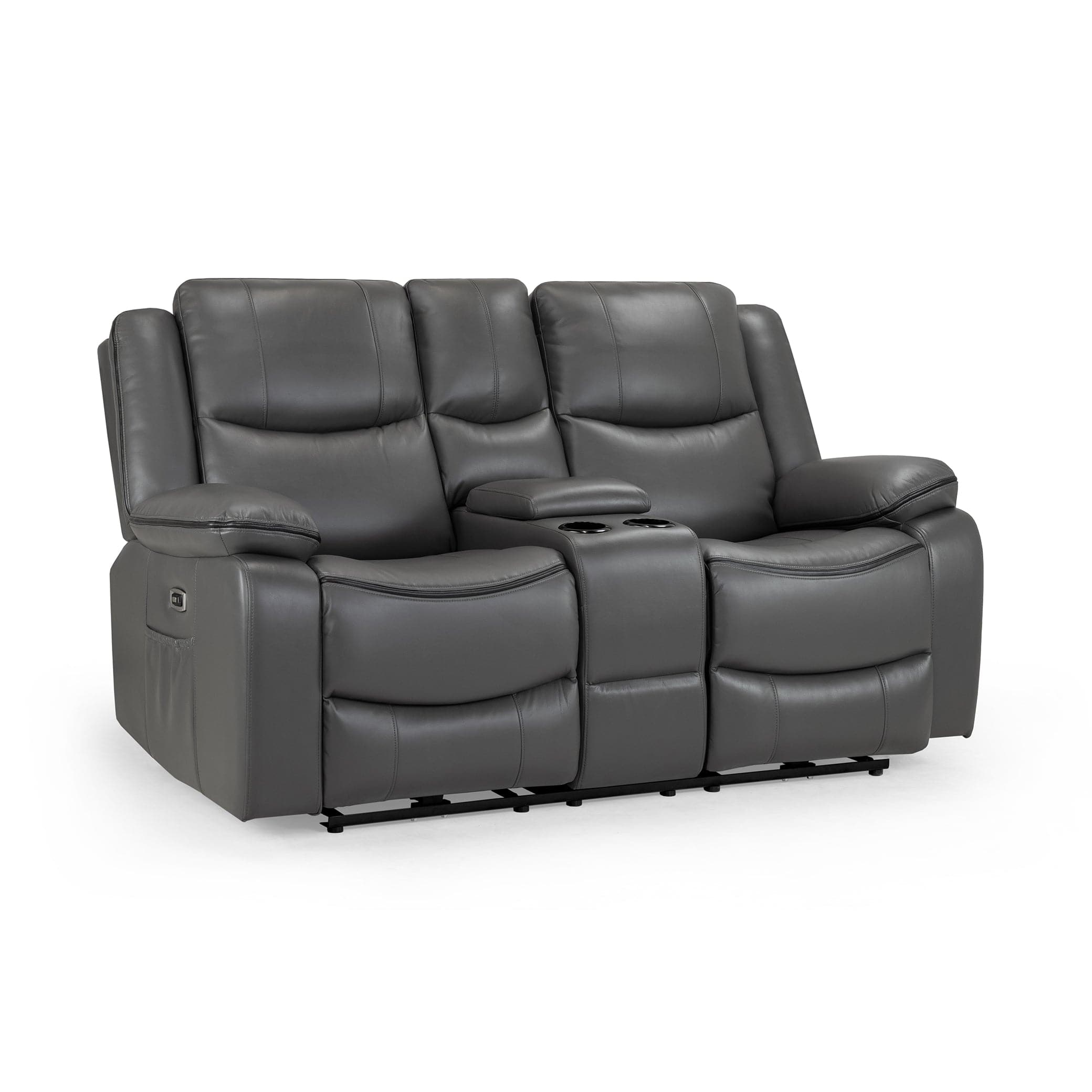 Side view of Dexter grey electric recliner sofa Dexter 2 Seater Electric Recliner Sofa in grey - Front View (7023524970560)