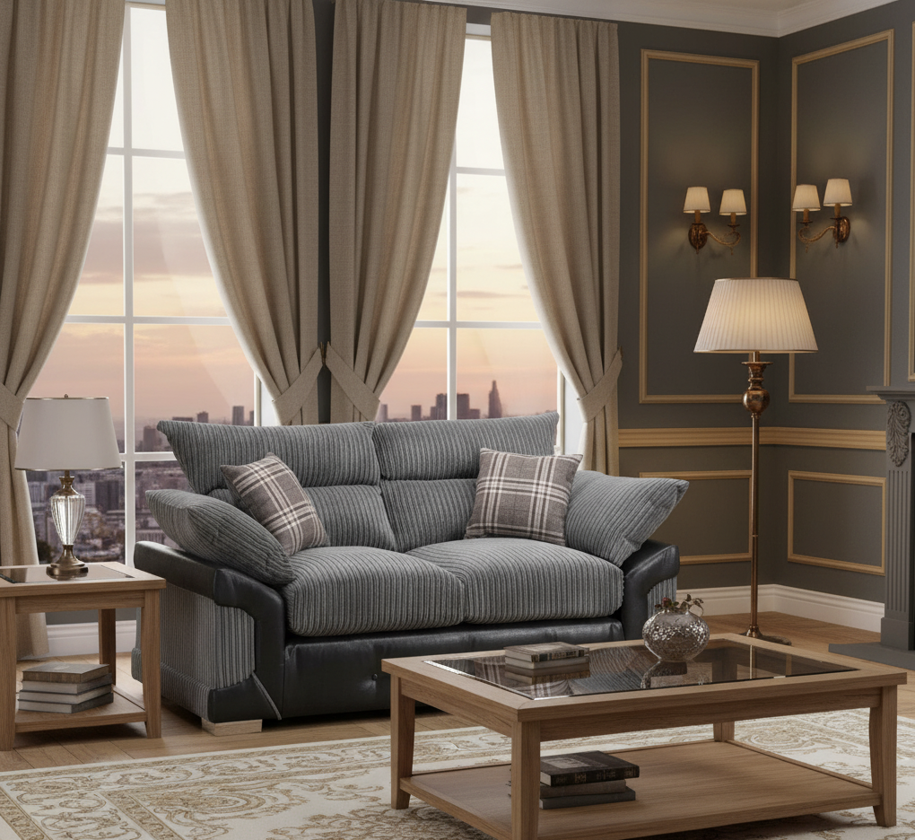 Soho Black/Grey 2 Seater Sofa