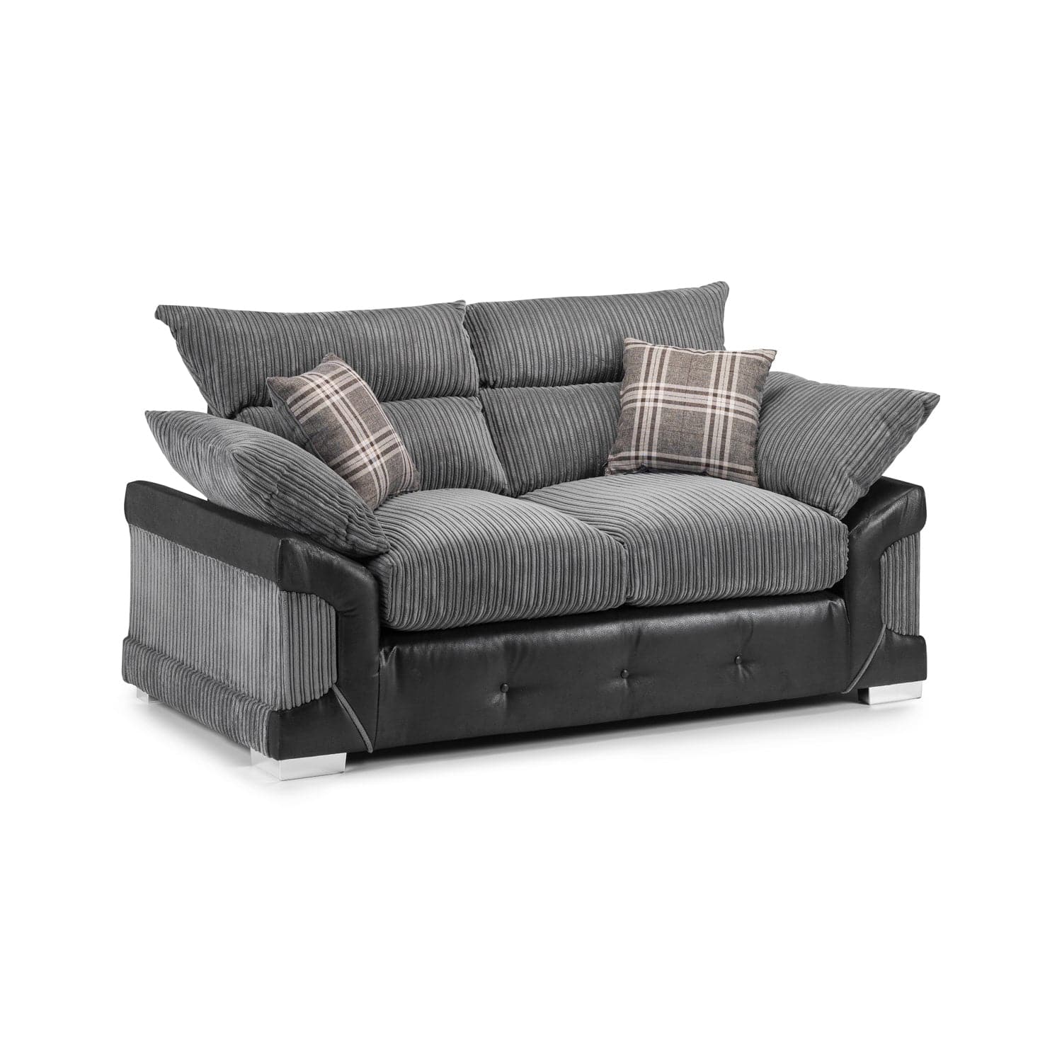 Soho Black/Grey 2 Seater Sofa - Front view (7024172990528)