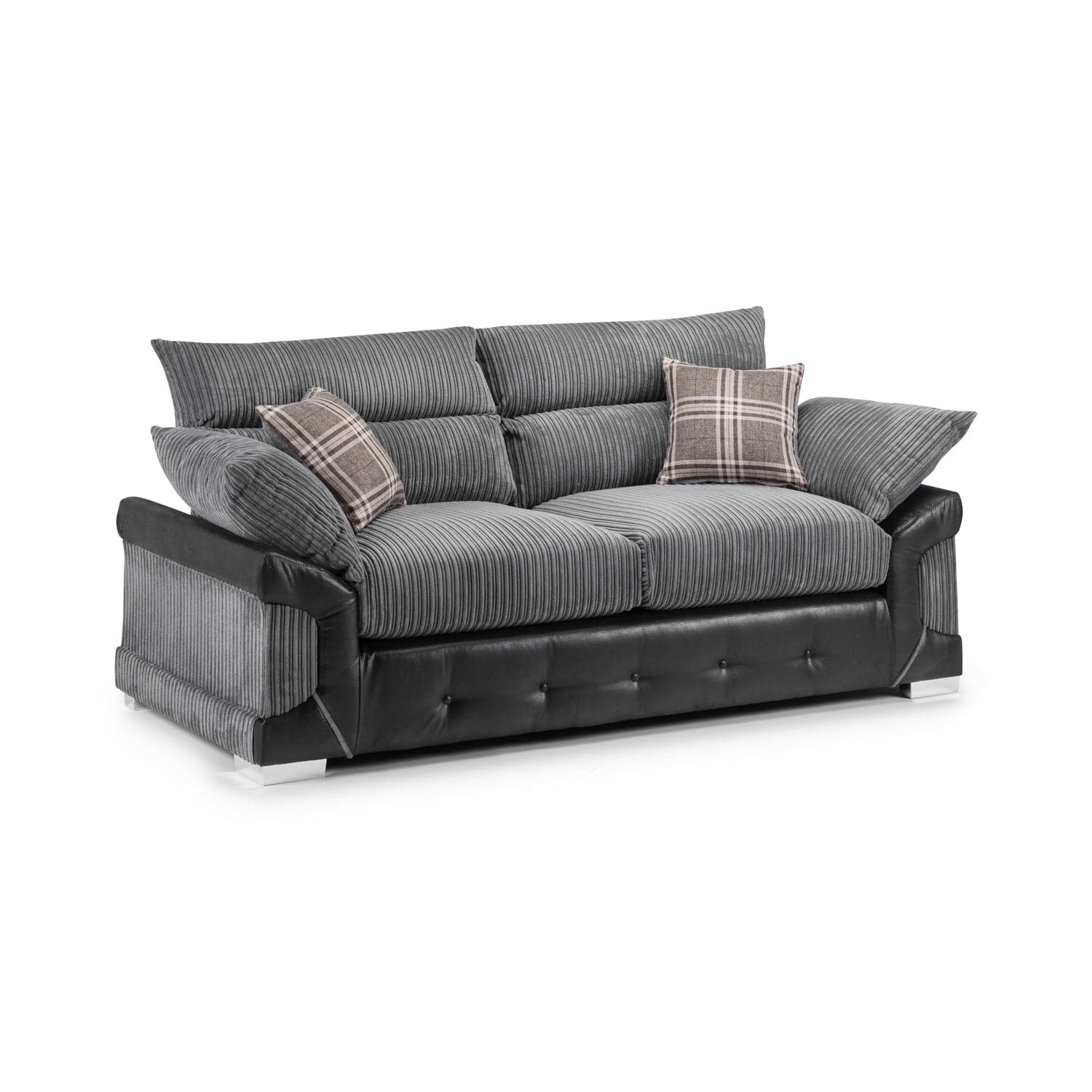 Soho Black/Grey 3 Seater Sofa - Front view (7024172662848)