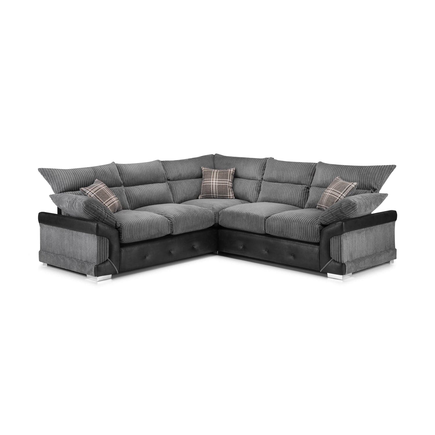 Soho Black/Grey Large Corner Sofa - Front view (7024172236864)