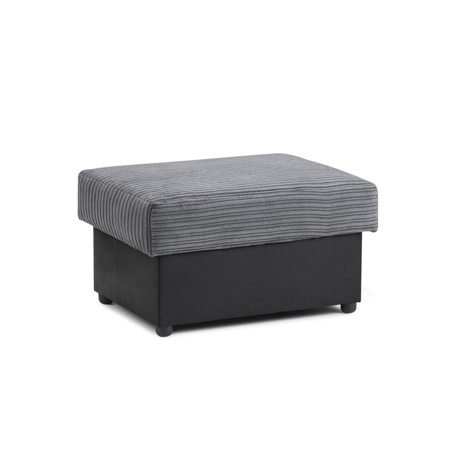 Soho Black/Grey Storage Footstool - Front view (7024176201792)