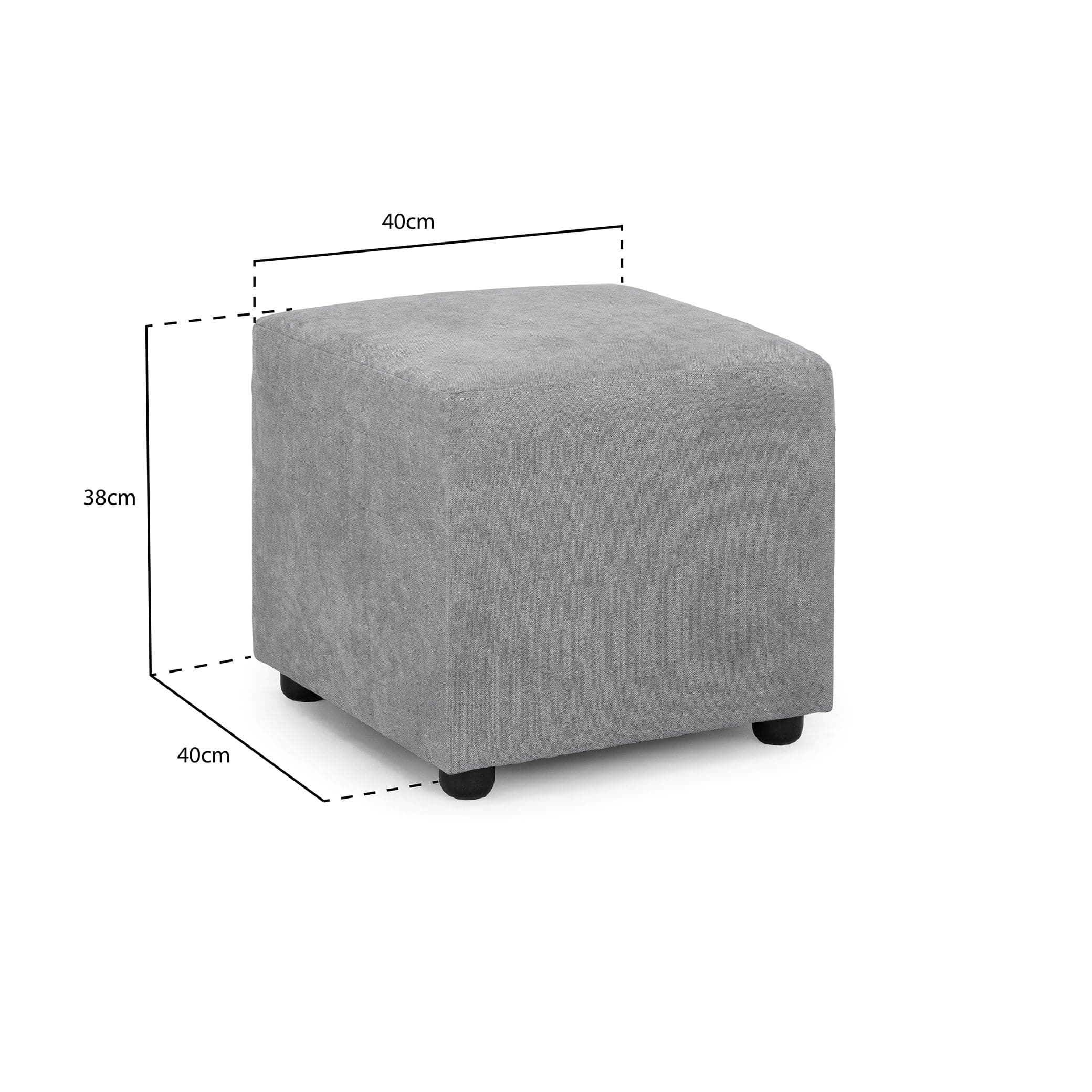 Sol Sofabed Grey Footstool - Measurement view (7026815074368)