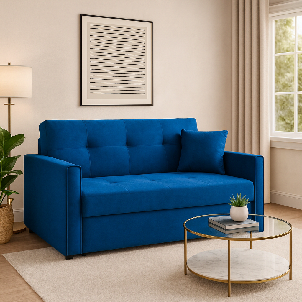Sol Sofabed Plush Blue 2 Seater (7026815828032)