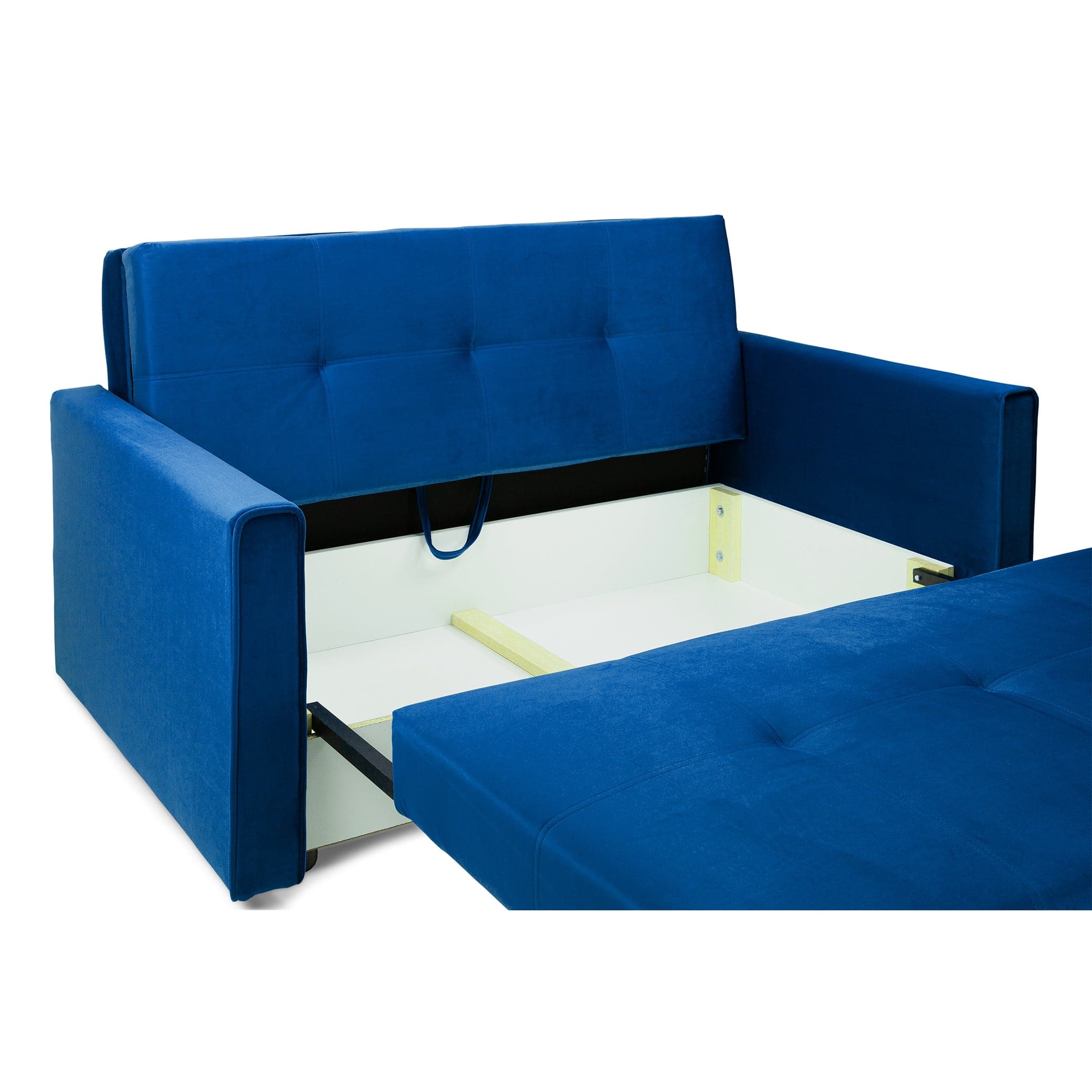 Sol Sofabed Plush Blue 2 Seater - storage view (7026815828032)