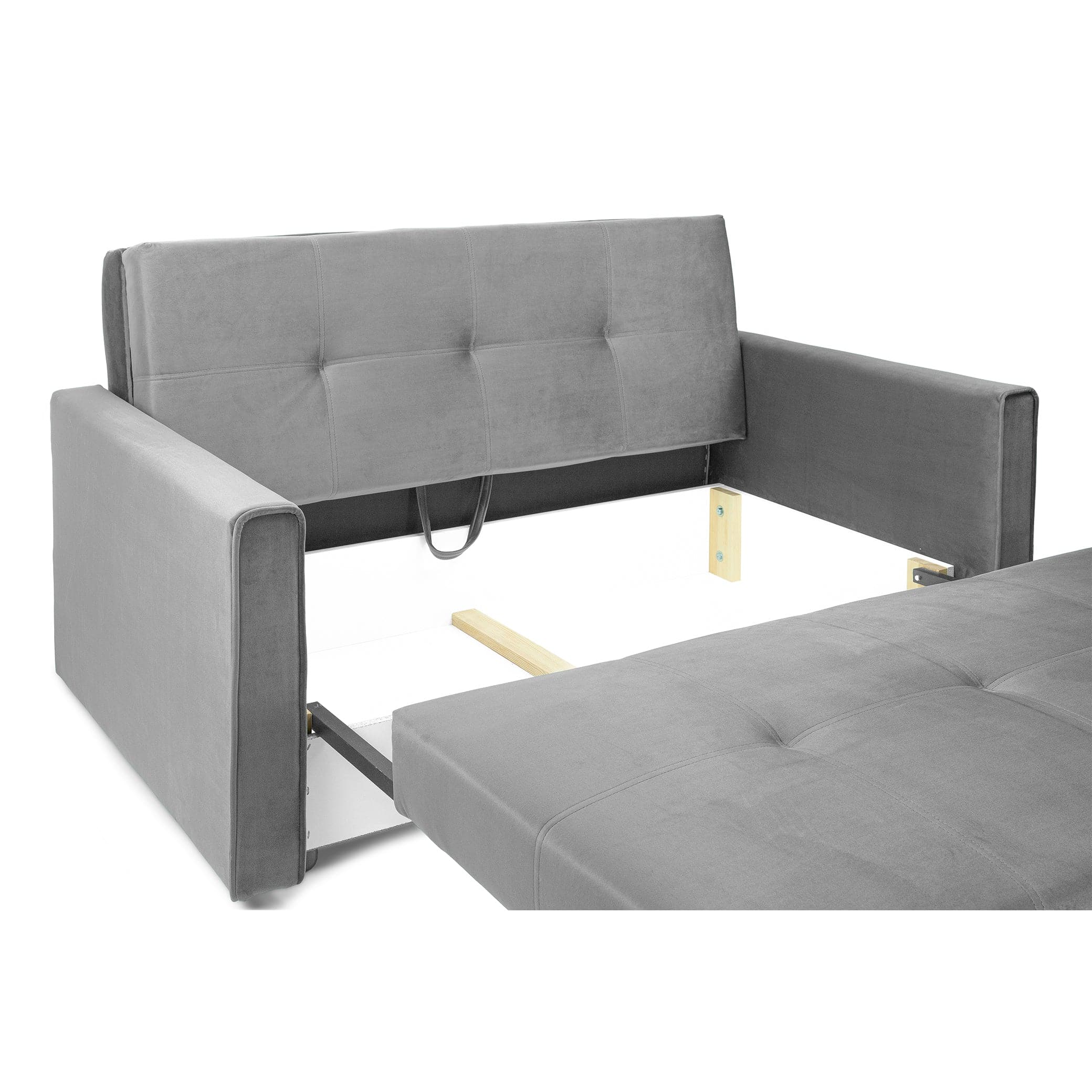 Sol Sofabed Plush Grey 2 Seater - Storage view (7026815762496)