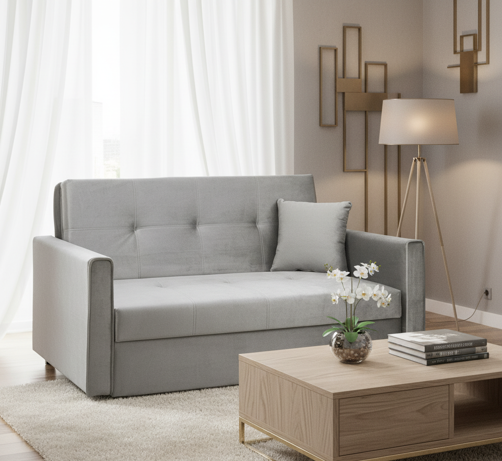 Sol Sofabed Plush Grey Two Seater