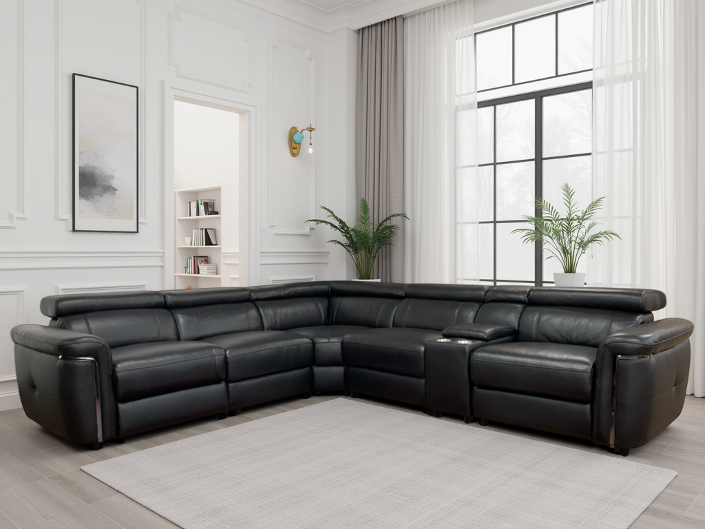 Summer Electric Reclining Corner Sofa in Black - AMC Furniture