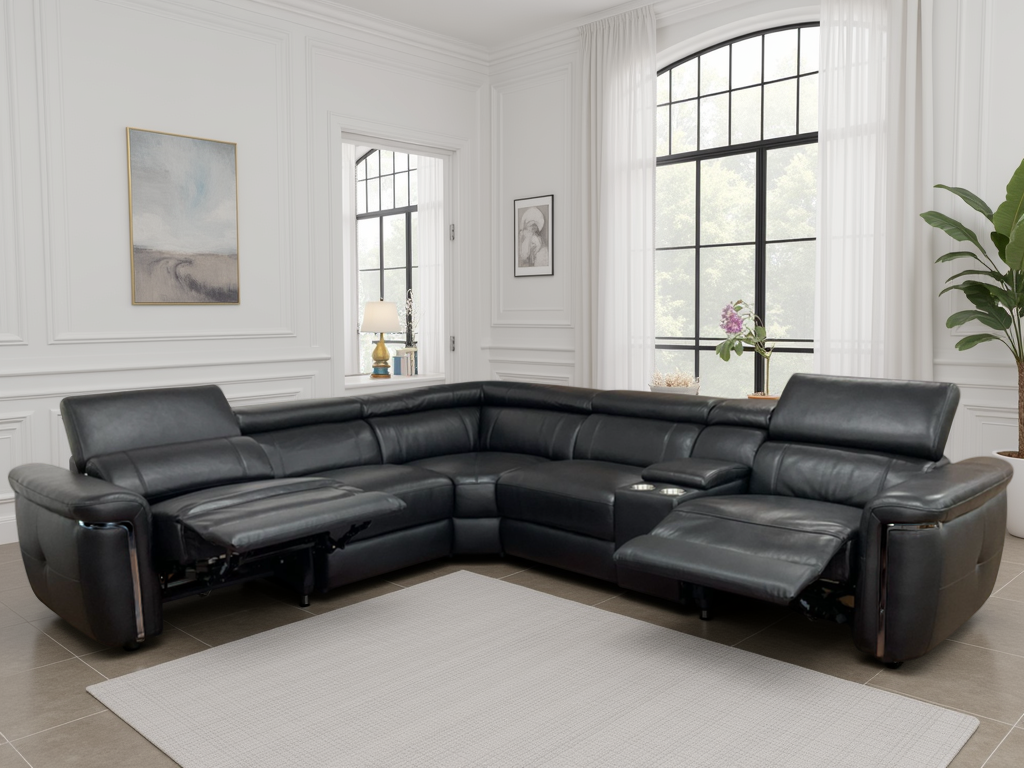 Summer Electric Reclining Corner Sofa in Black - AMC Furniture