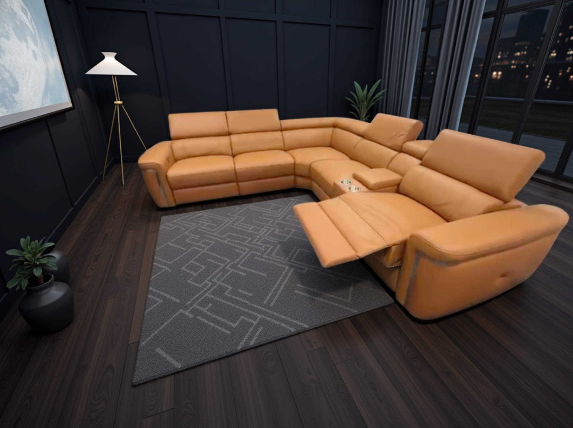 Summer Electric Reclining Corner Sofa in Tan - AMC Furniture