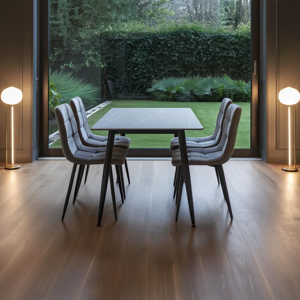 Stockholm Grey Dining Table with 4 Grey Loft Dining Chairs