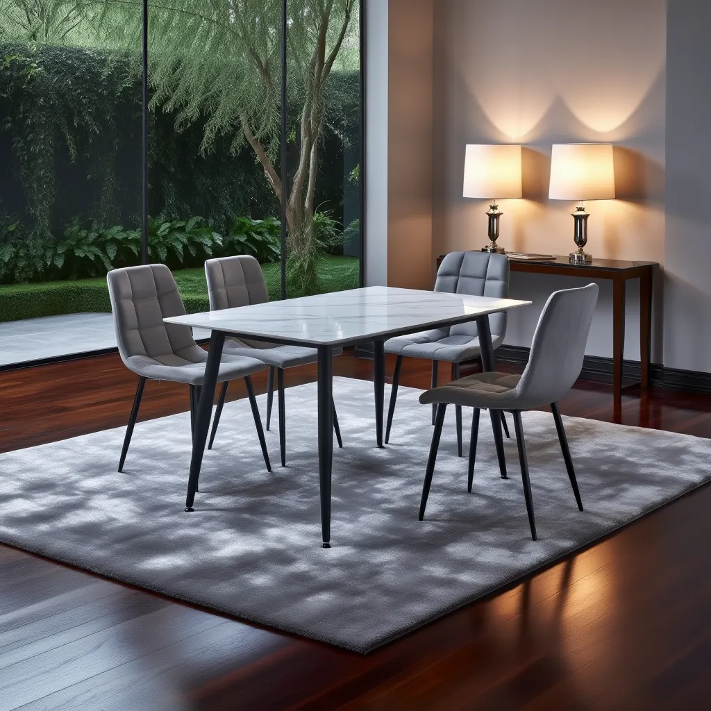 Stockholm White Dining Table with 4 Grey Loft Dining Chairs