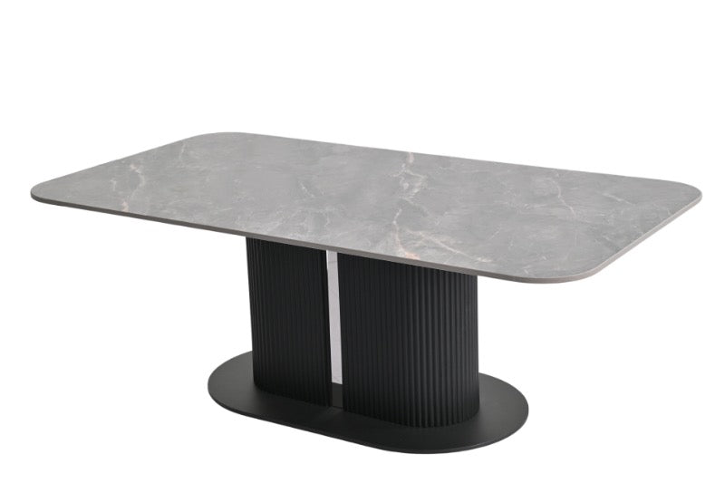 Cove Ceramic Dining Table in Grey - AMC Furniture
