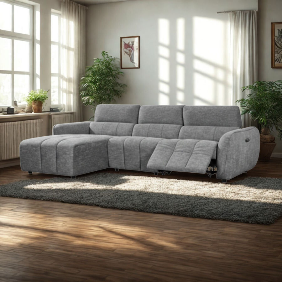 Talia Electric Recliner Sofa Charcoal Left Hand