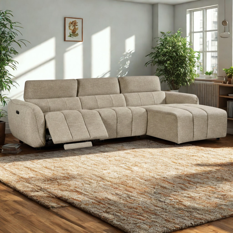 Talia Electric Recliner Sofa Mocha Right Hand - AMC Furniture