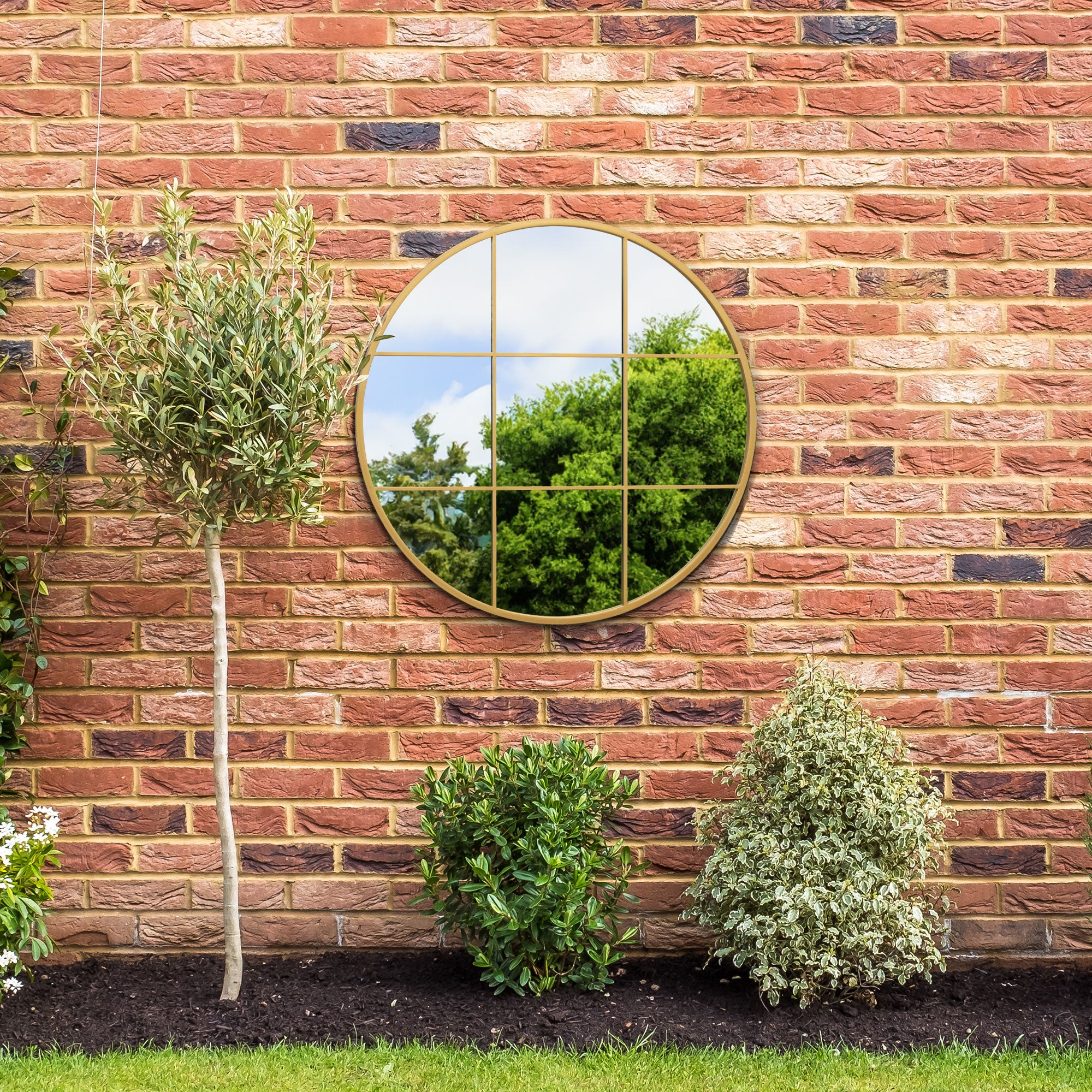 The Alora - Gold Metal Frame Round Window Garden Wall Mirror 31"x31" 80x80CM (15010547728762)